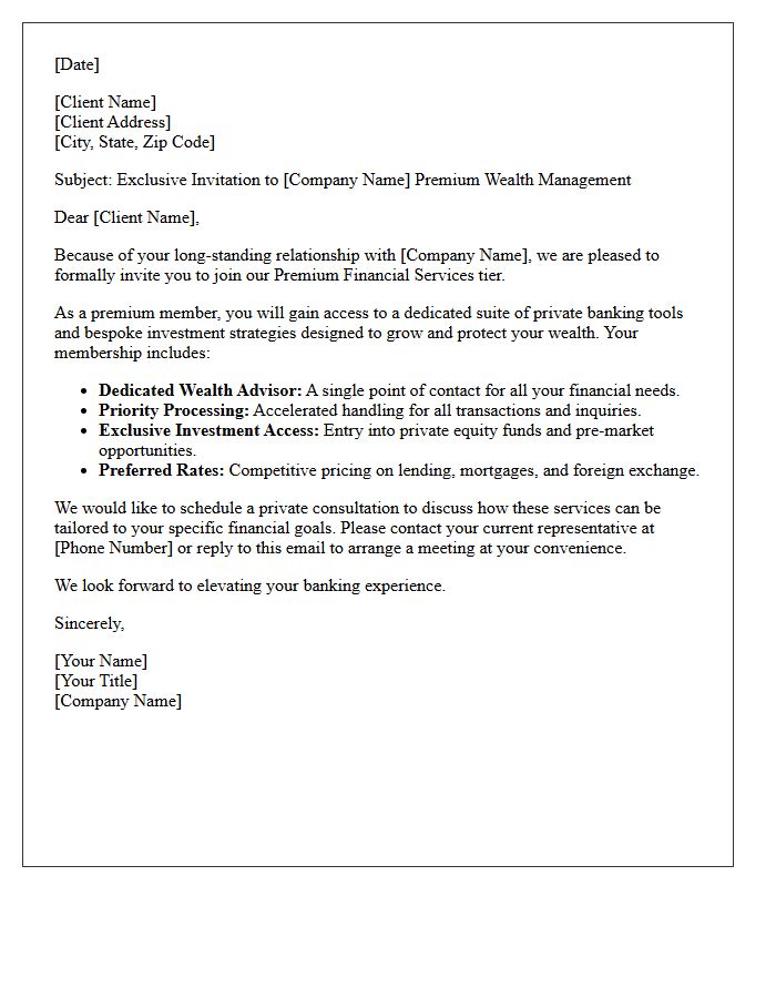 Premium Financial Services Invitation Letter