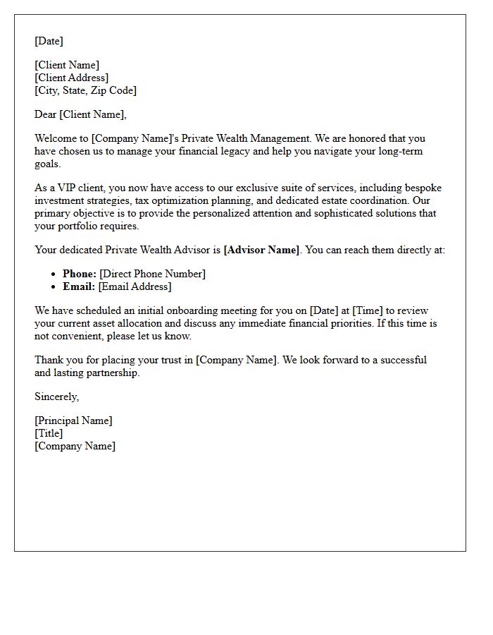 VIP Wealth Management Welcome Letter