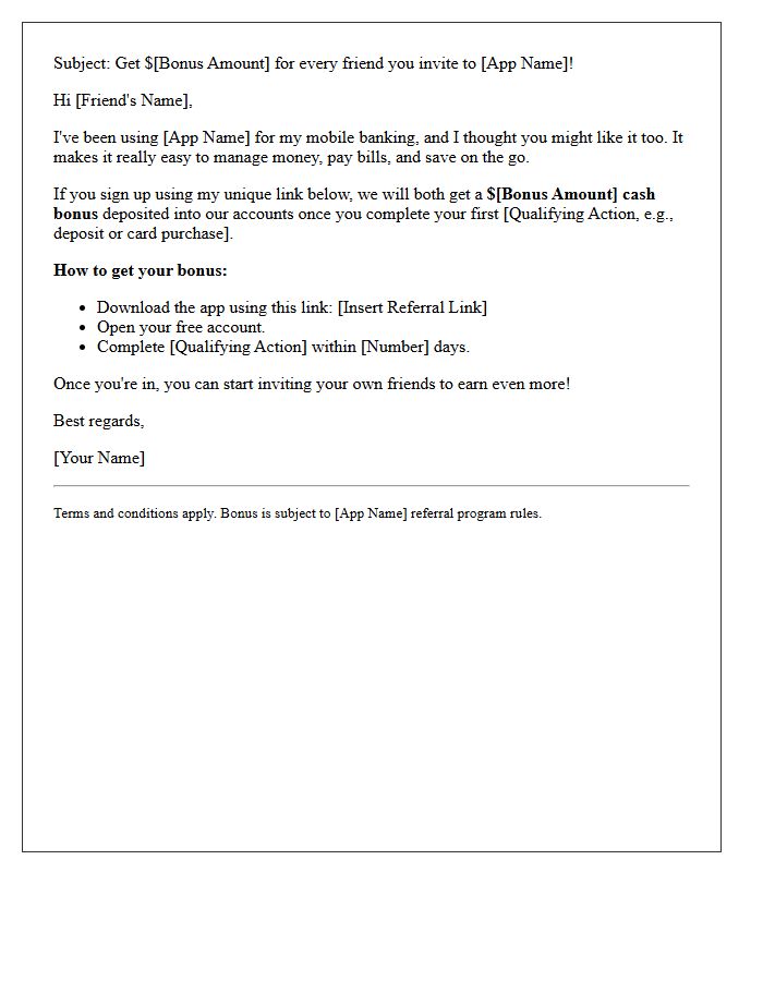 Mobile Banking App Refer-a-Friend Cash Bonus Letter