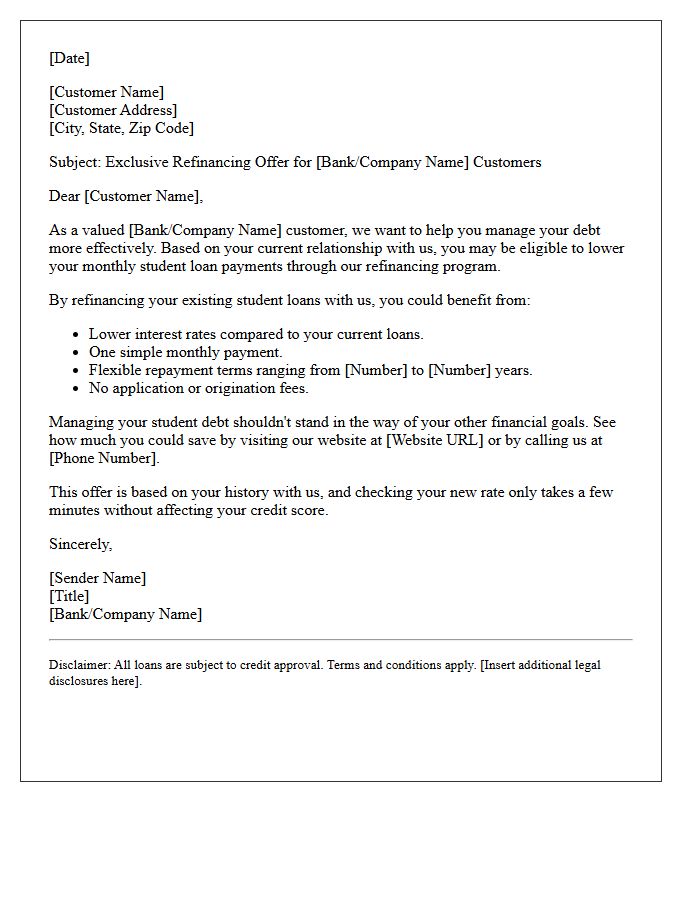 Existing Customer Student Loan Refinancing Invitation Letter