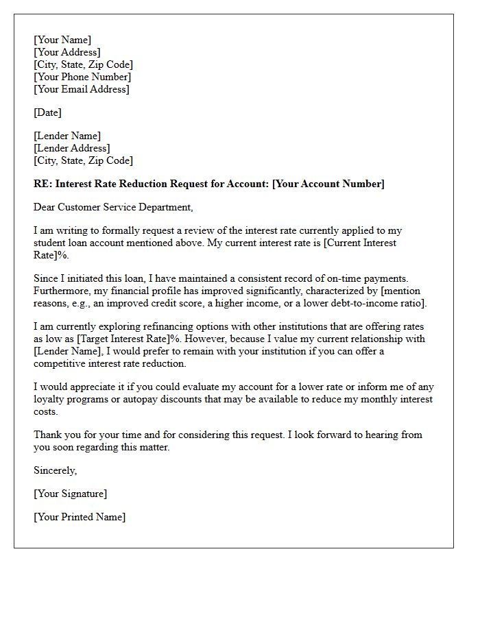 Interest Rate Reduction Student Loan Refinancing Letter