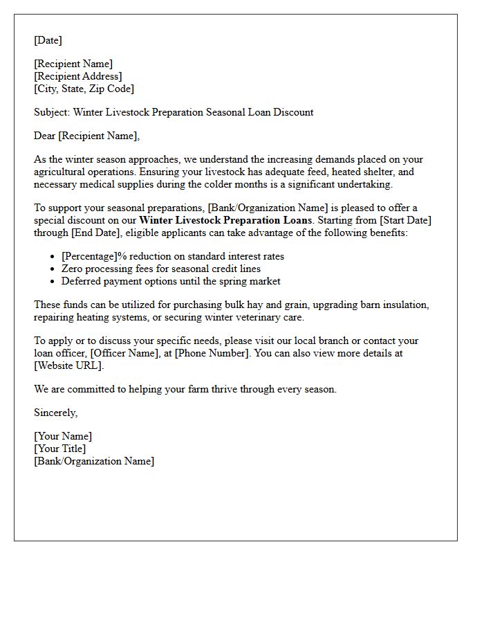 Winter Livestock Preparation Seasonal Agriculture Loan Discount Letter