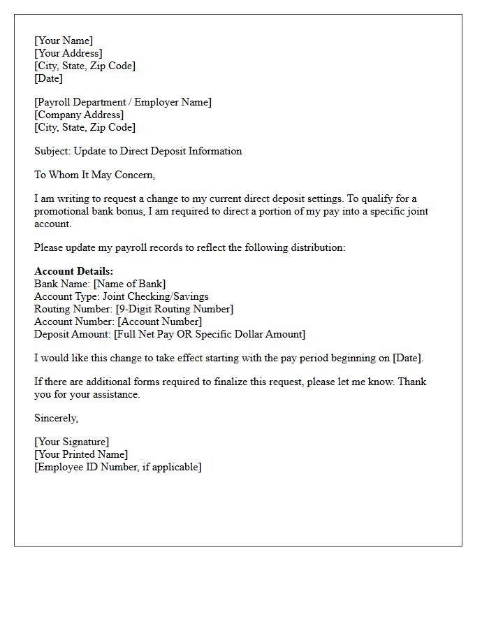 Direct Deposit Requirement for Joint Account Bonus Letter