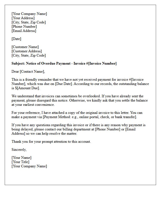 First Overdue Invoice Letter for Account Resolution