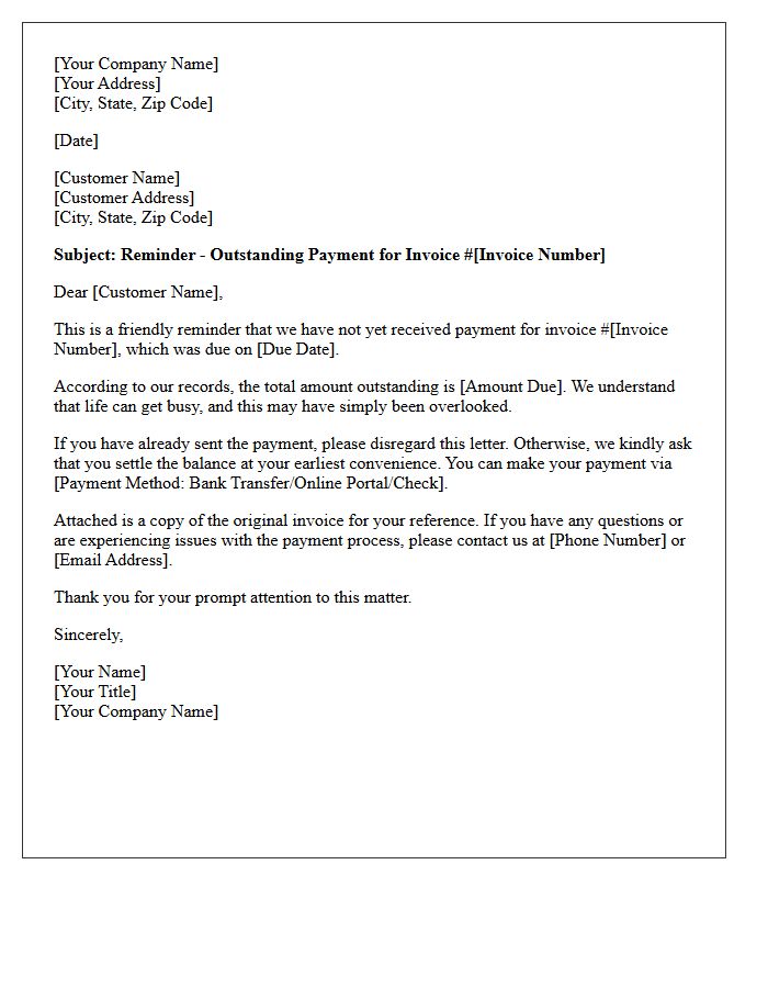 First Reminder Letter for Pending Payment