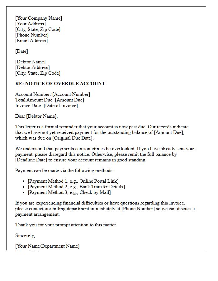 Initial Debt Collection Letter for Overdue Account