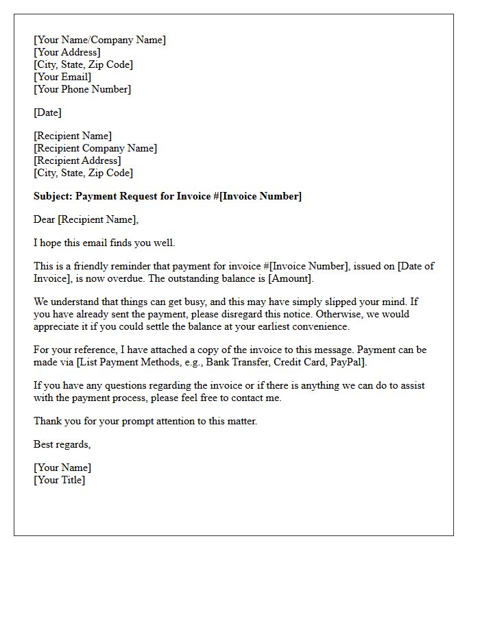 Polite Payment Request Letter for Unpaid Invoice