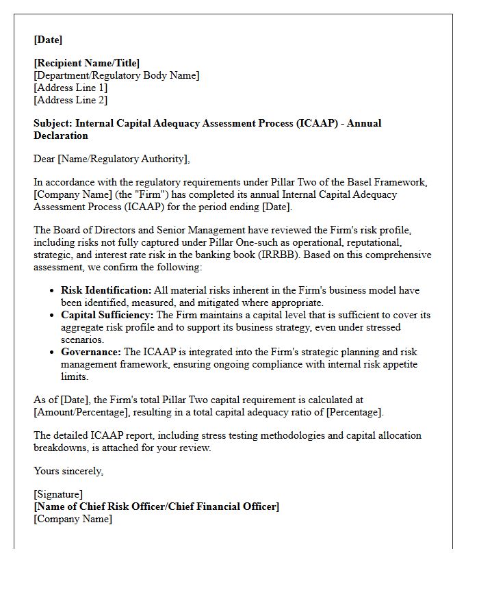 Pillar Two Capital Adequacy Assessment Letter