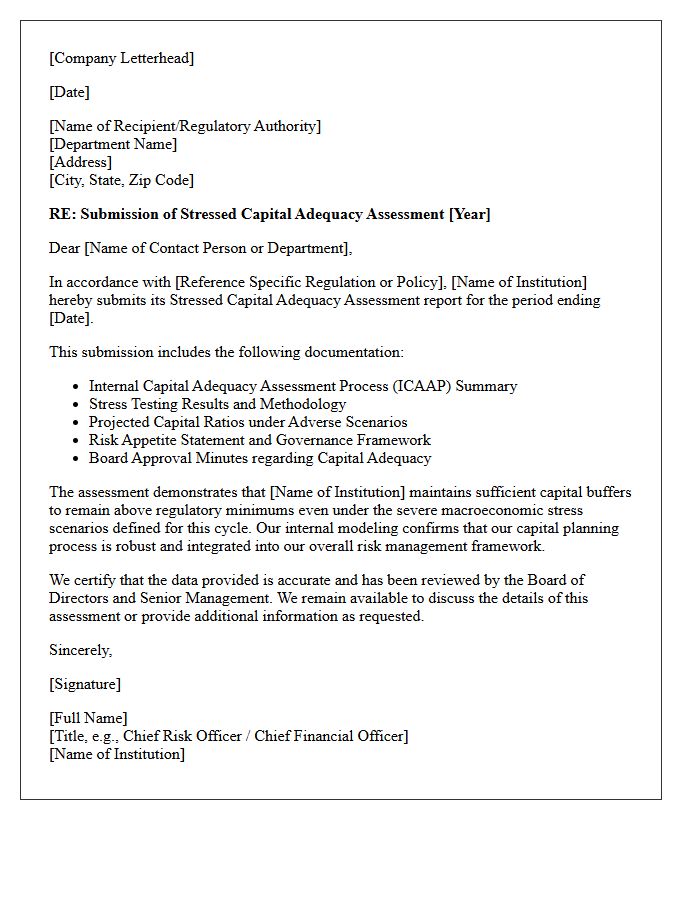 Stressed Capital Adequacy Assessment Submission Letter