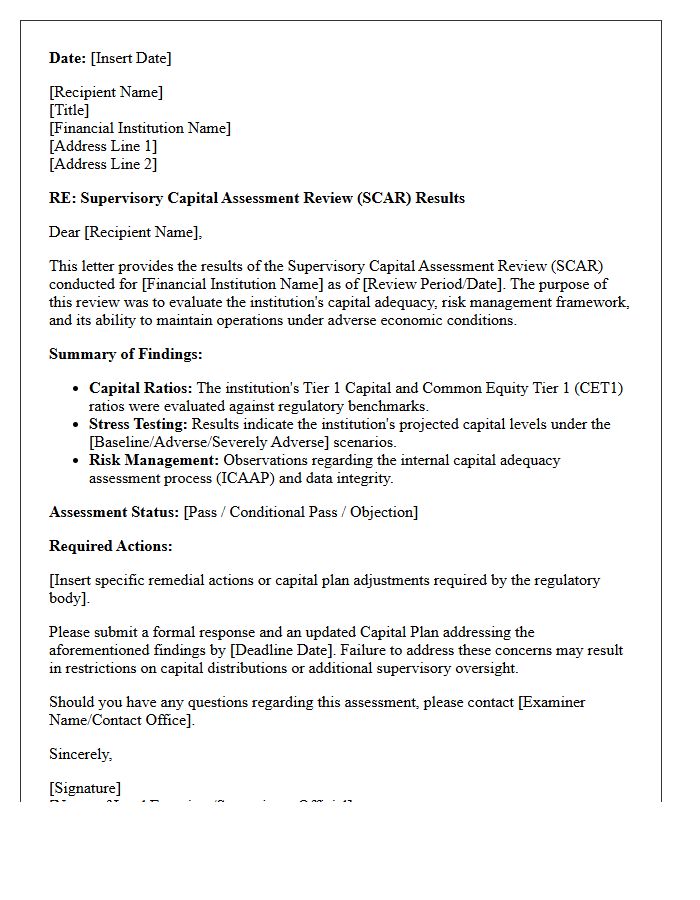 Supervisory Capital Assessment Review Letter