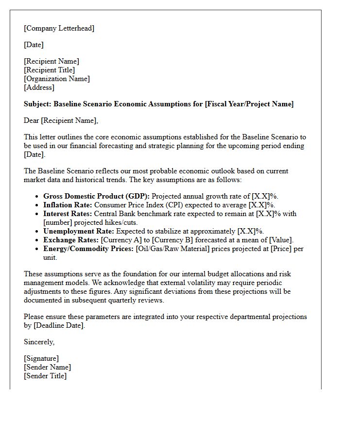 Baseline Scenario Economic Assumption Letter