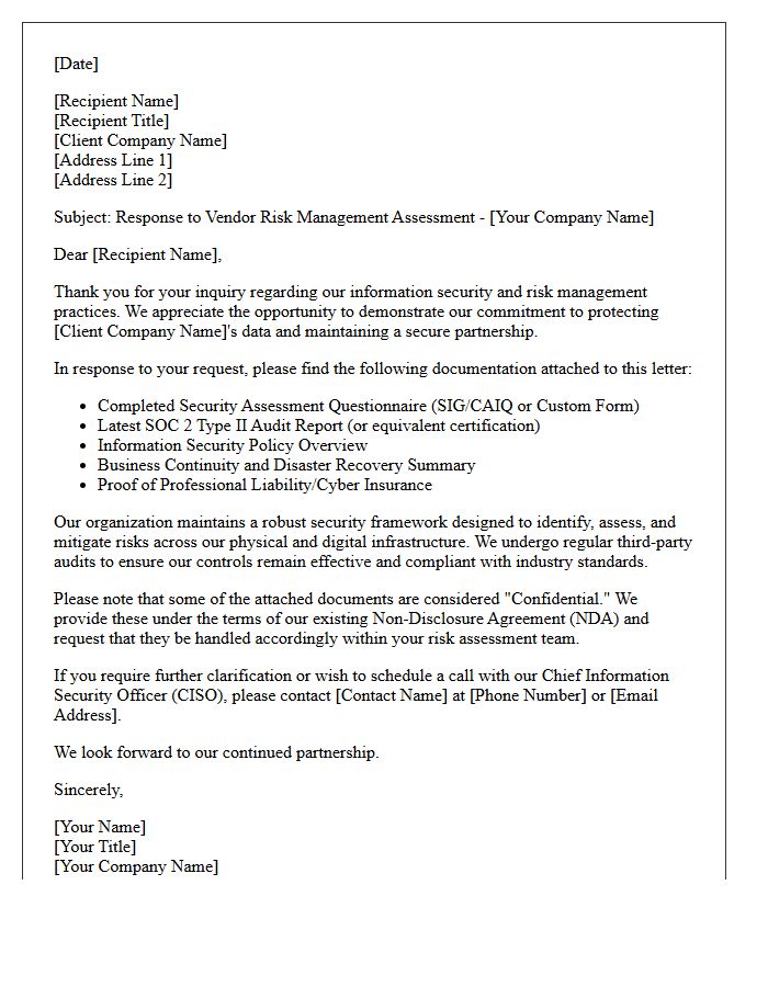 Third-Party Vendor Risk Management Inquiry Response Letter