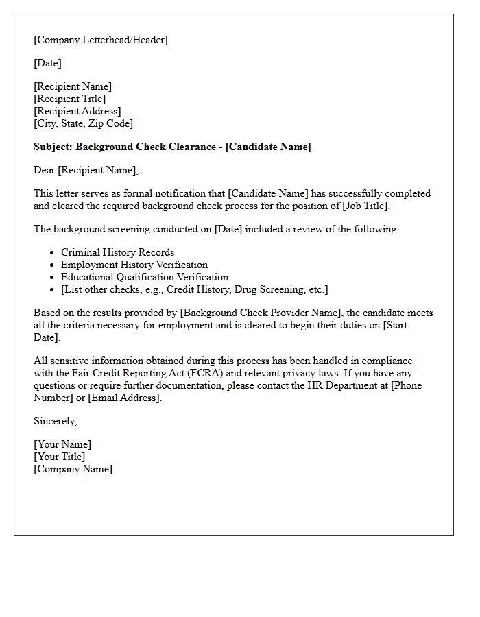 Background Check Clearance Letter
