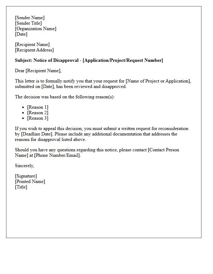 Notice Of Disapproval Letter
