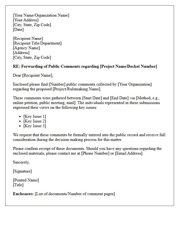 Public Comment Forwarding Letter
