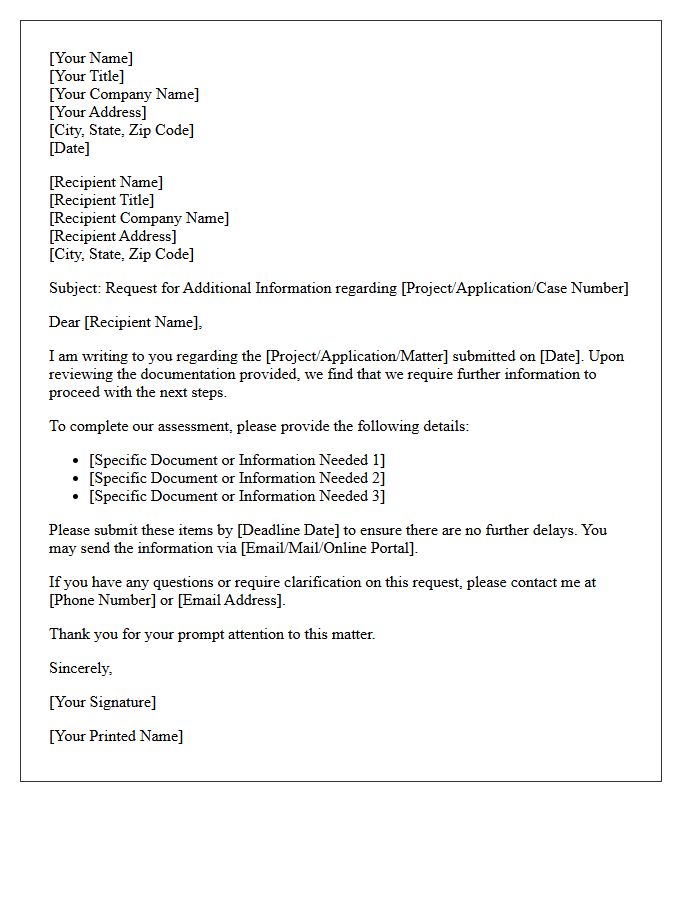 Request For Additional Information Letter
