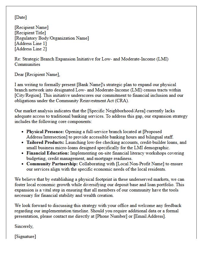 Low- and Moderate-Income Branch Expansion Strategy Letter