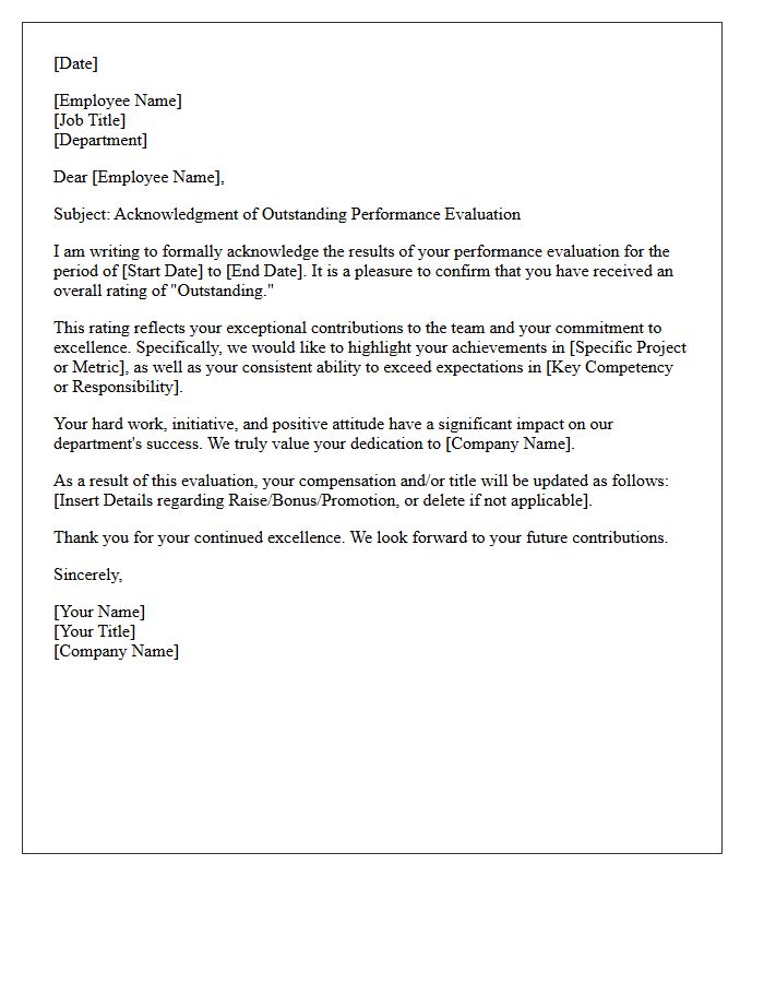 Outstanding Performance Evaluation Acknowledgment Letter