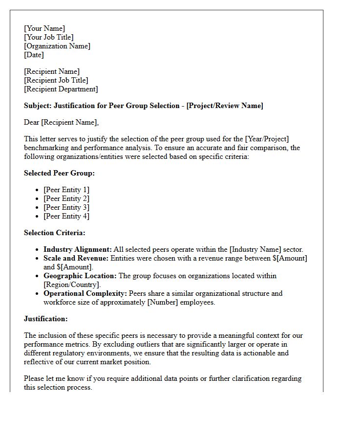 Peer Group Comparison Justification Letter