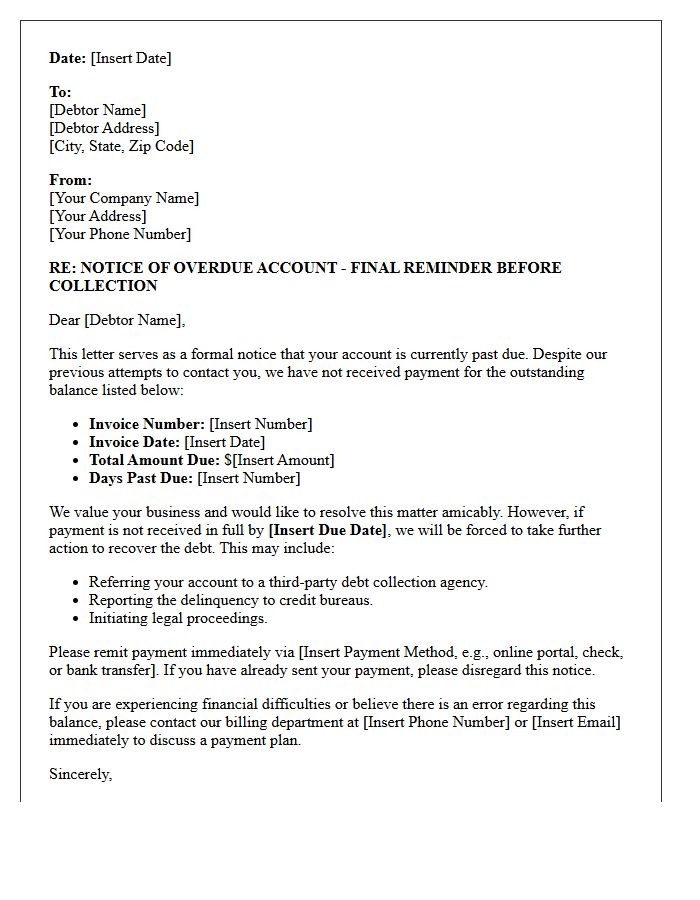 Initial Debt Collection Warning Letter