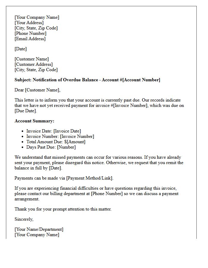 Initial Delinquent Account Notification Letter