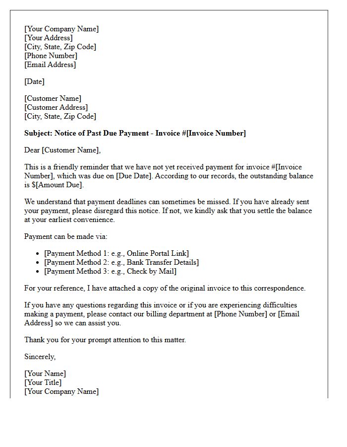 Initial Past Due Payment Notice Letter