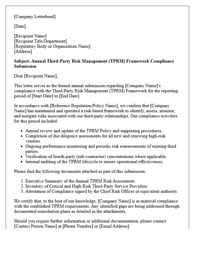 Annual Third-Party Risk Management Framework Compliance Submission Letter