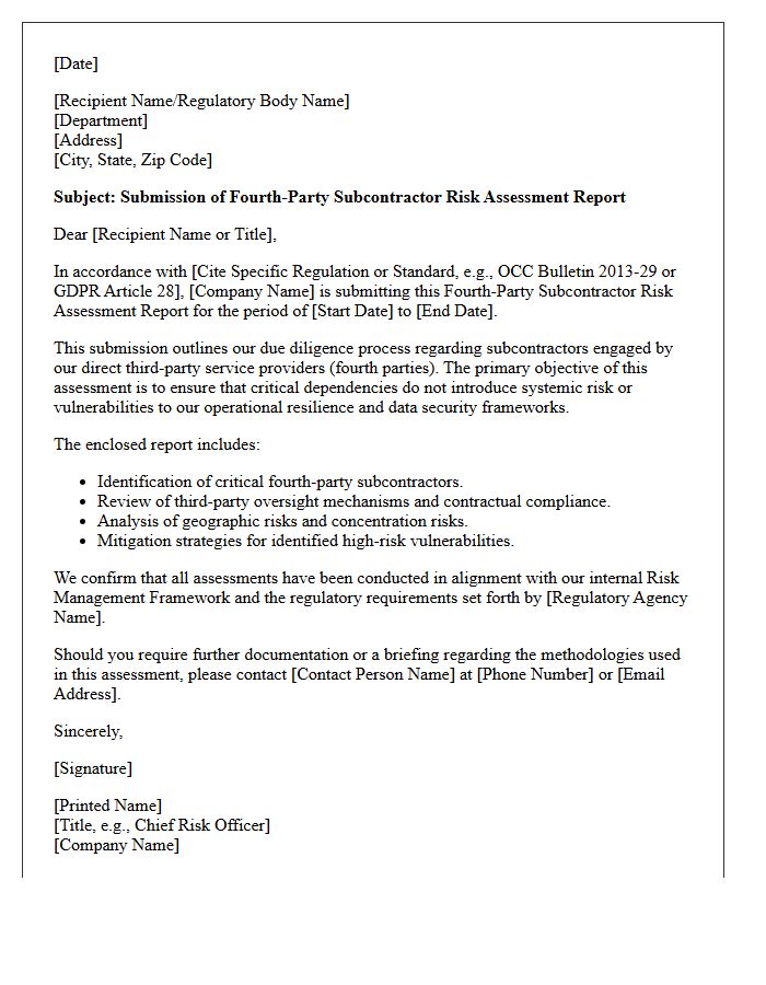 Fourth-Party Subcontractor Risk Assessment Regulatory Submission Letter