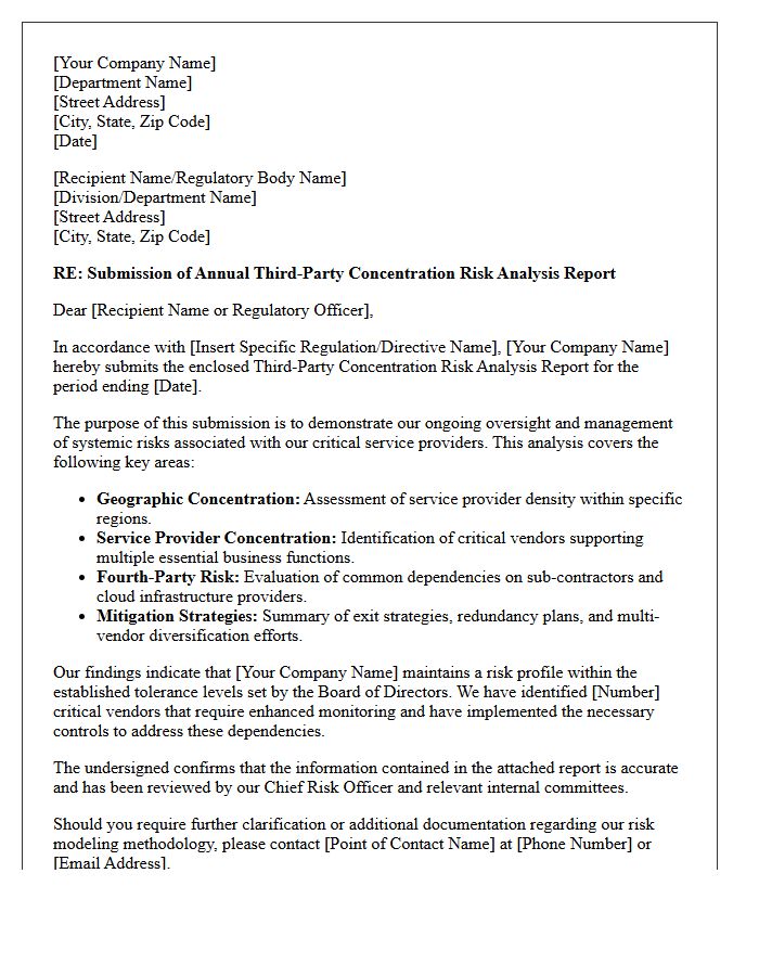 Third-Party Concentration Risk Analysis Regulatory Submission Letter