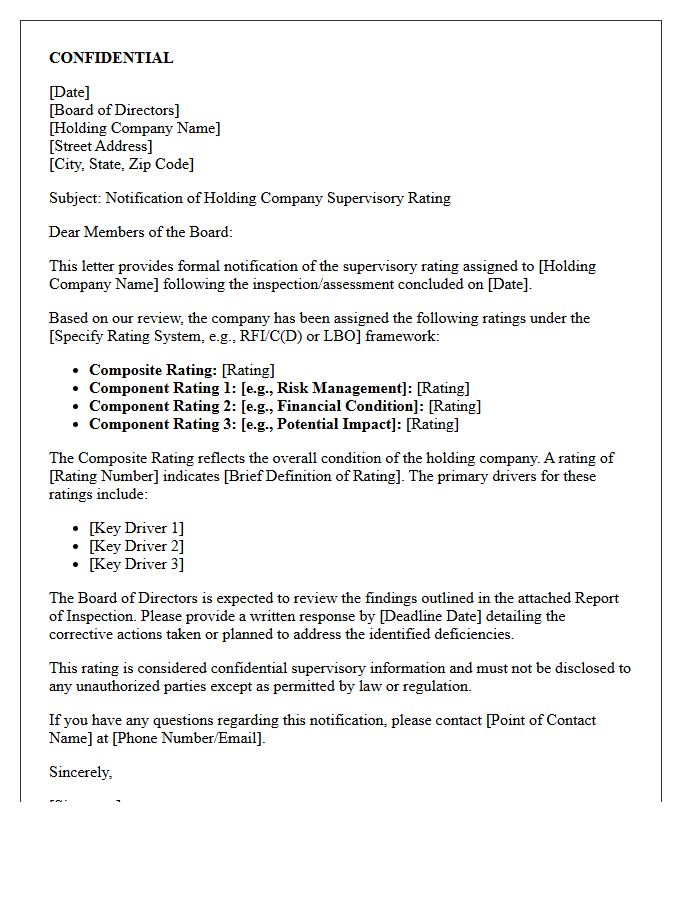 Holding Company Supervisory Rating Notification Letter