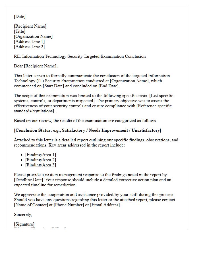Information Technology Security Targeted Examination Conclusion Letter