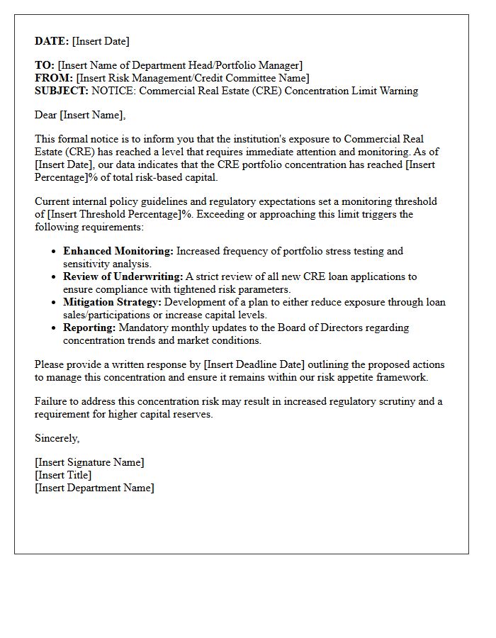 Commercial Real Estate Concentration Warning Letter