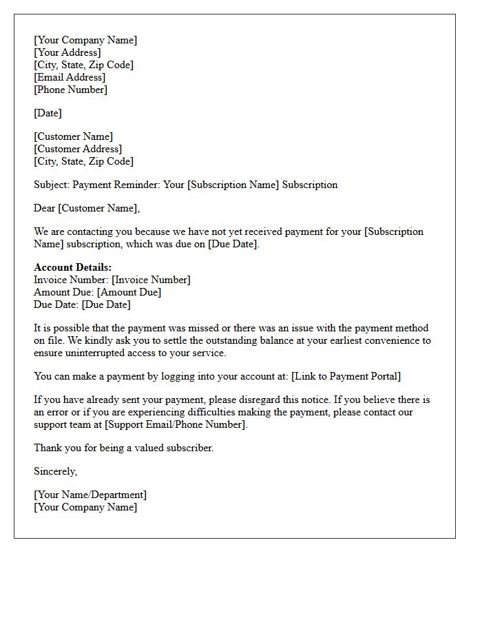 Overdue Subscription Fee Initial Reminder Letter
