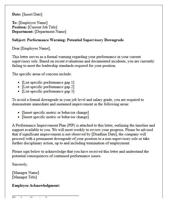 Supervisory Downgrade Warning Letter