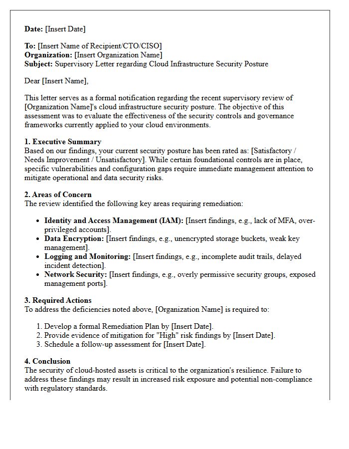 Cloud Infrastructure Security Posture Supervisory Letter