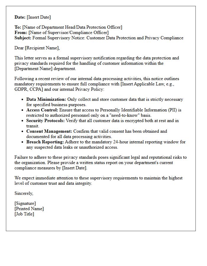 Customer Data Protection and Privacy Supervisory Letter