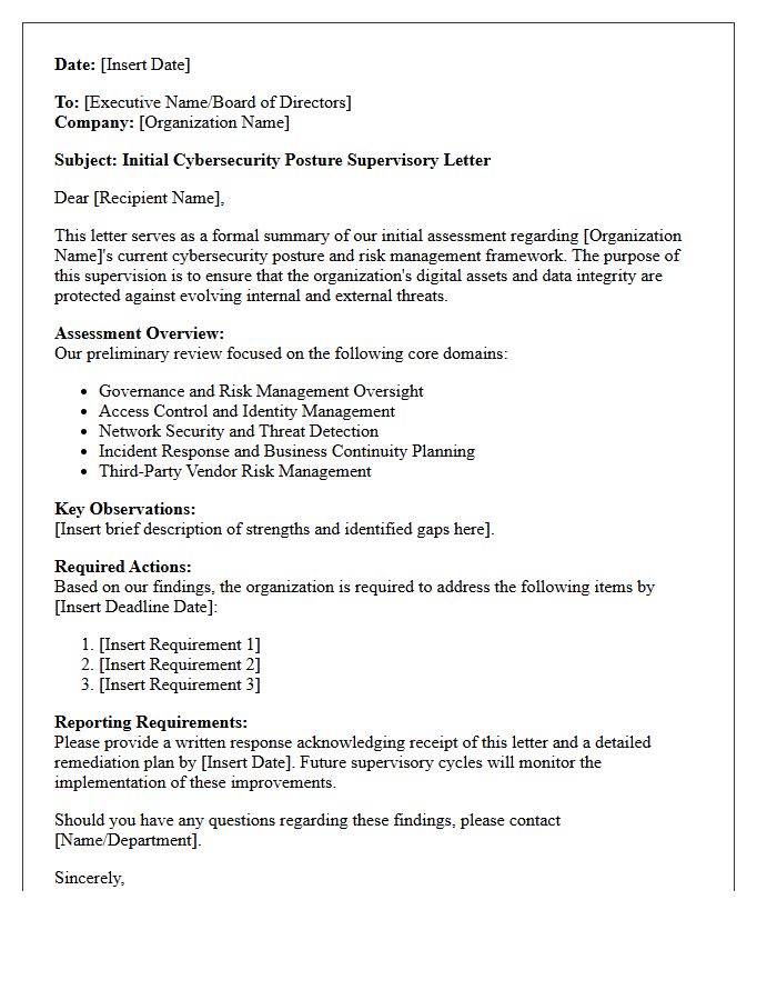 Initial Cybersecurity Posture Supervisory Letter