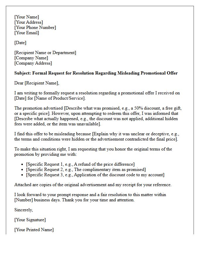 Misleading Promotional Offer Make-Whole Letter