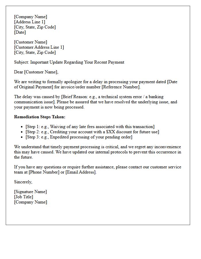 Payment Processing Delay Remediation Letter