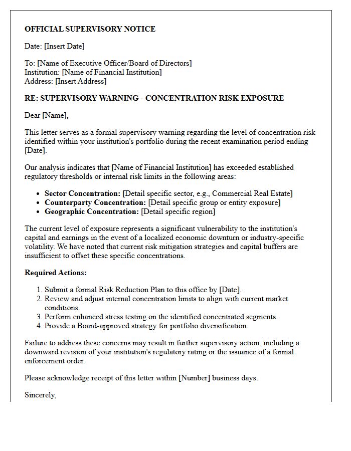 Concentration Risk Supervisory Warning Letter