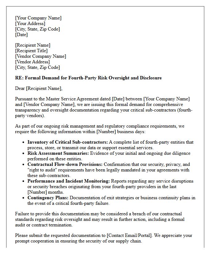 Fourth-Party Risk Oversight Demand Letter