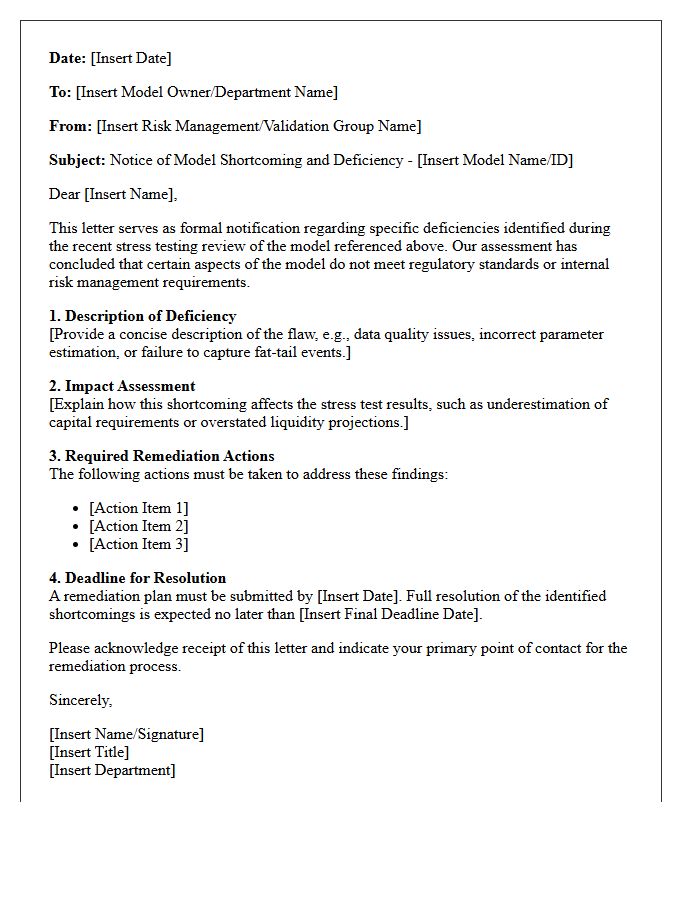 Stress Testing Model Shortcoming Deficiency Letter