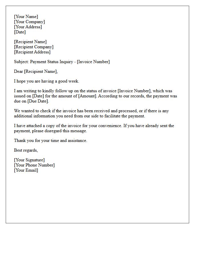 Friendly Payment Status Inquiry Letter