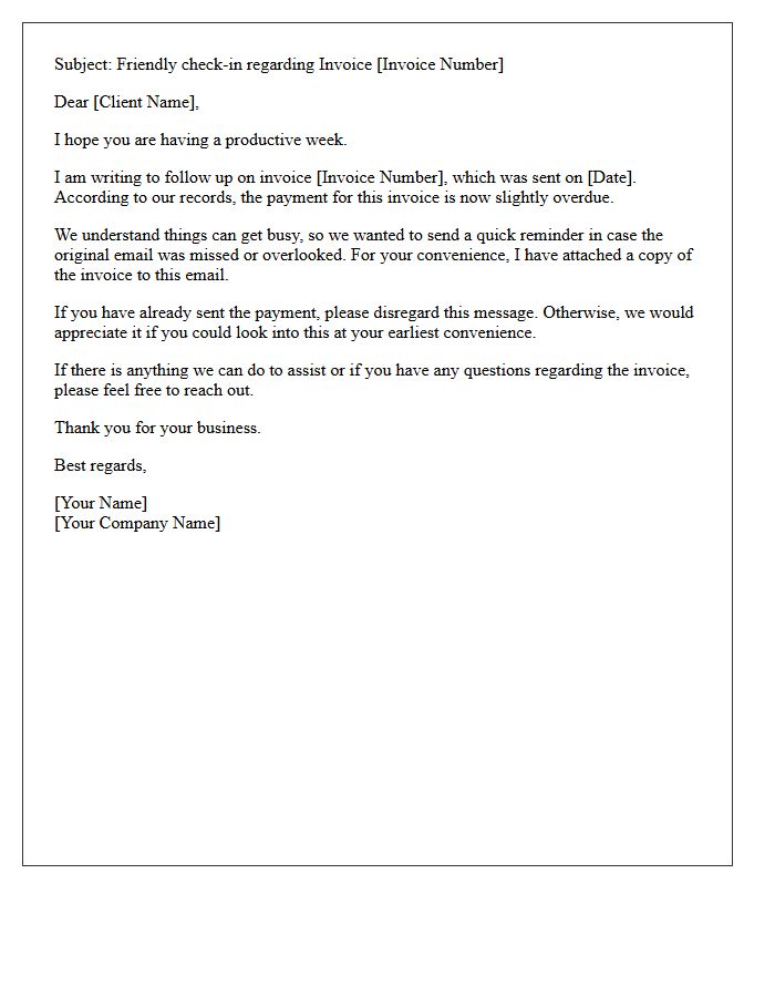 Gentle Check-In Letter for Pending Invoices