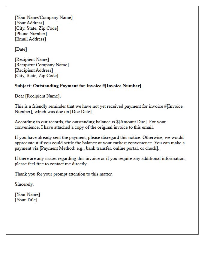Invoice Follow-Up Letter for Outstanding Accounts