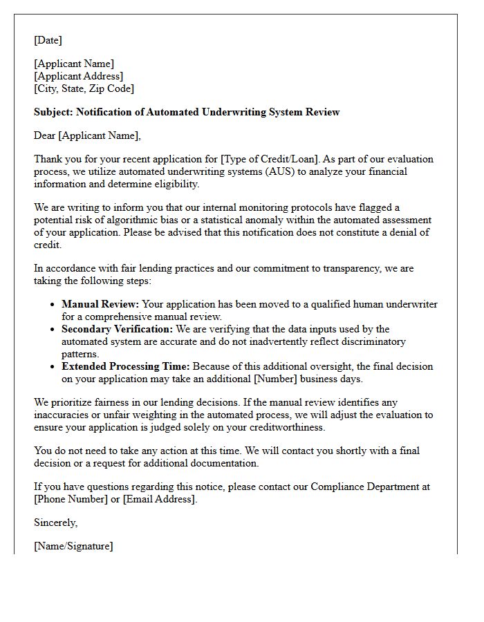 Automated Underwriting Bias Warning Letter