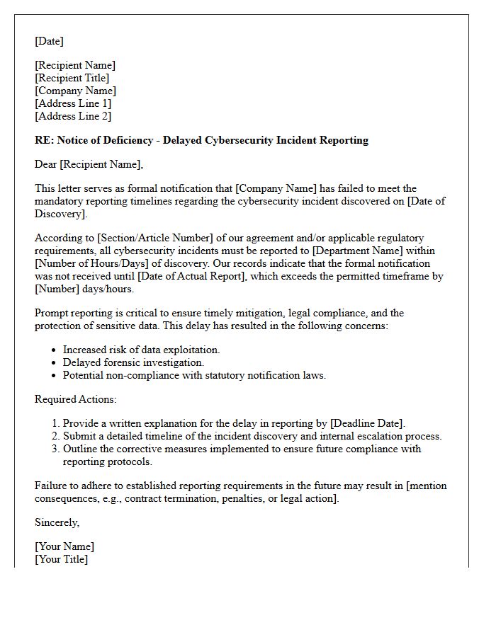 Cybersecurity Incident Prompt Reporting Deficiency Letter