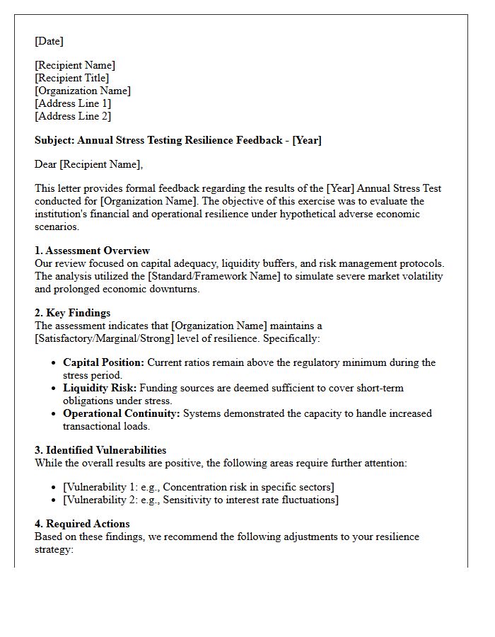 Annual Stress Testing Resilience Feedback Letter