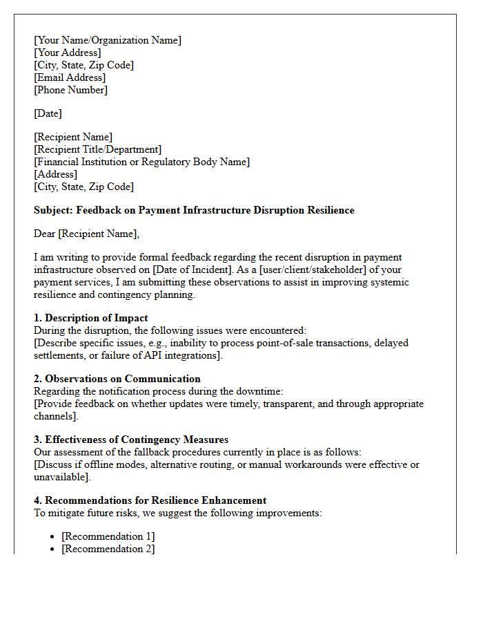 Payment Infrastructure Disruption Resilience Feedback Letter
