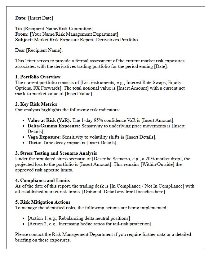 Derivatives Trading Market Risk Letter
